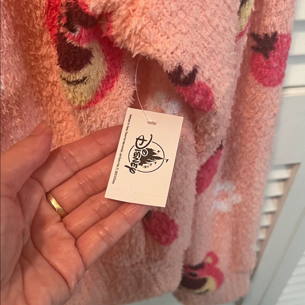 #1433** Pink Fuzzy Sweater Hoodie with Bear Print - Picture 4 of 11